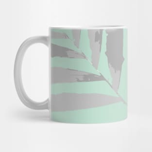 Geometric palm leaves silver grey on pale blue , leaves, tropical , fall, spring  TeePublic Mug